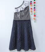 blue printed crepe kids lehenga choli