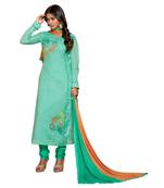 Green embroidered cotton salwar