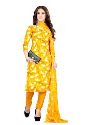 Yellow printed blended cotton salwar 1