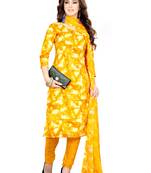 Yellow printed blended cotton salwar