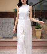 Halter Neck Overlapping Front Open Kurta With Trousers