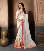 White embroidered net saree with blouse