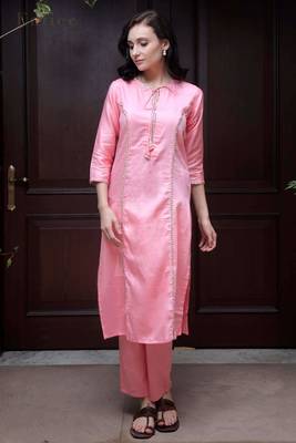 Pink Cotton Kurta With Straight Pants 4