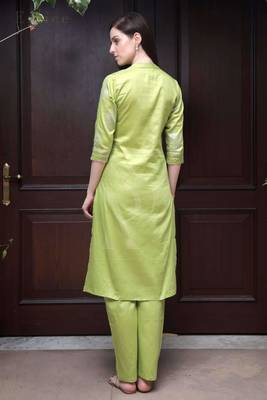 Lime Green Floral Printed Kurta With Straight Pants 2