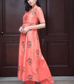 Coral Floral Kurta With Palazzo