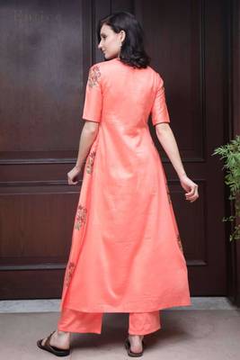 Coral Floral Kurta With Palazzo 2
