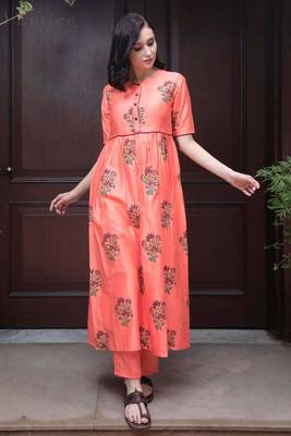 Coral Floral Kurta With Palazzo 4