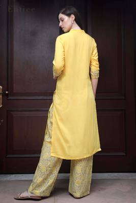 Yellow Shirt Style Printed Palazzo Set 2