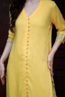 Yellow Shirt Style Printed Palazzo Set 3
