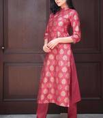 Vintage Pink & Gold Kurta With Trousers