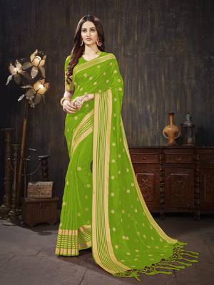 Green embroidered art silk saree with blouse 1