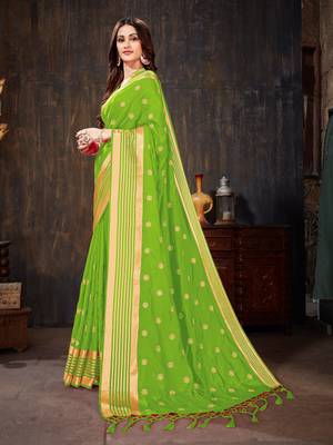 Green embroidered art silk saree with blouse 2