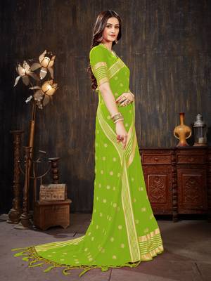 Green embroidered art silk saree with blouse 3