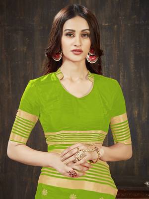 Green embroidered art silk saree with blouse 4
