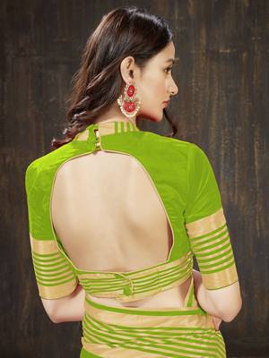 Green embroidered art silk saree with blouse 5