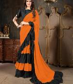 Orange plain georgette saree with blouse