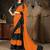 Orange plain georgette saree with blouse
