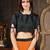 Orange plain georgette saree with blouse