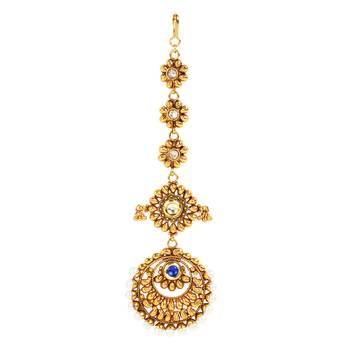 Blue cubic zirconia maang-tikka 1