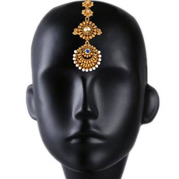 Blue cubic zirconia maang-tikka 2