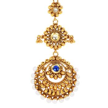 Blue cubic zirconia maang-tikka 3