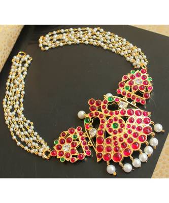 Gorgeous Gold Plated First Quality Kemp Stone Peacock Necklace 1