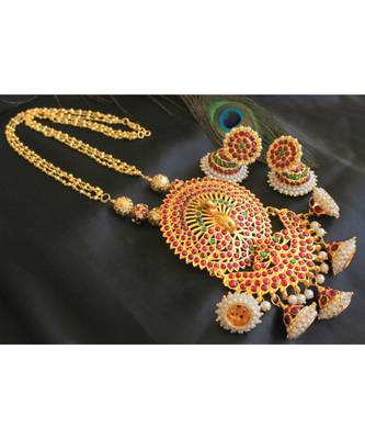 Beautiful Peacock Long Double Pendant Set 1
