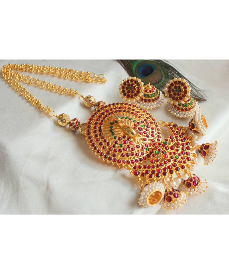 Beautiful Peacock Long Double Pendant Set