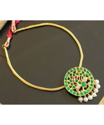 Beautiful Gold Plated Kemp Green Peacock Designer Necklace 1