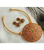 Beautiful Kemp Green Big Pendant Designer Necklace Set