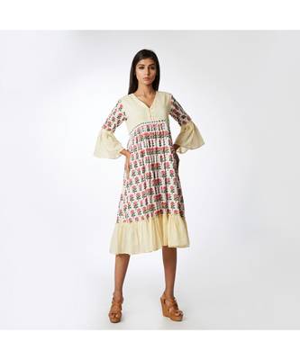 multicolor Short Gathered Dress with yoke 2