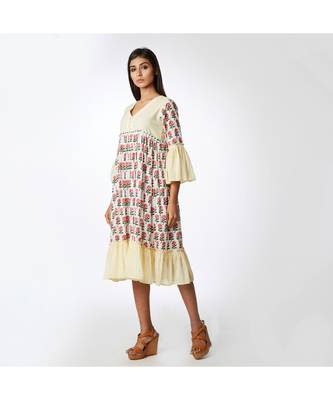 multicolor Short Gathered Dress with yoke 3