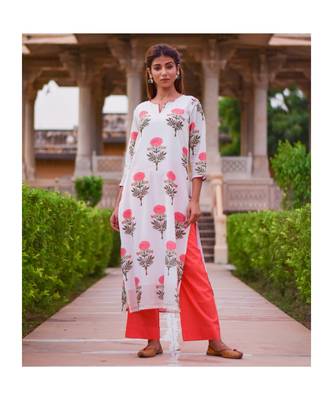 multicolor printed cotton stitched kurta sets 2