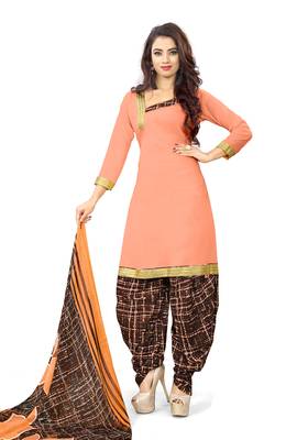 Orange printed blended cotton salwar 1