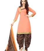 Orange printed blended cotton salwar