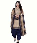 Beige Printed Blended Cotton Salwar