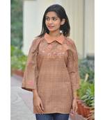 Brown Back Buttoned Knotted Cactus top