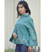 Green High Neck Cactus Khadi Cotton Top