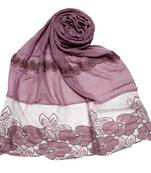 Purple Designer Diamond Flower Bodered Stole