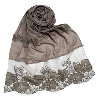 Brown Designer Diamond Flower Bodered Stole 1