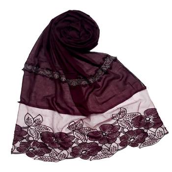 Purple Designer Diamond Flower Bodered Stole 1