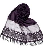 Purple Designer Hand Work String Studed Stole