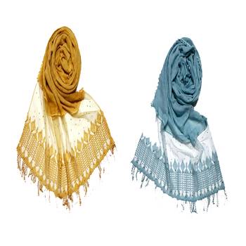 Multicolor Designer Hand Work String Studed Stole ( Set Of 2 Hijab) 1