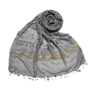 Grey Triple Boder String Studed Stole 1