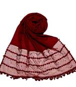 Maroon Designer Golden Beat'S Studed Cotton Stole