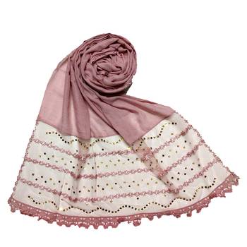 Purple Designer Golden Beat'S Studed Cotton Stole 1