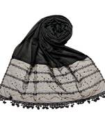 Grey Designer Golden Beat'S Studed Cotton Stole