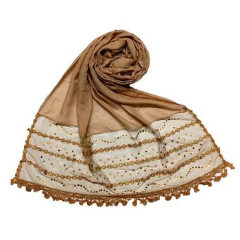 Brown Designer Golden Beat'S Studed Cotton Stole 1