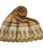 Brown Premium Cotton Bodered Flower Stole