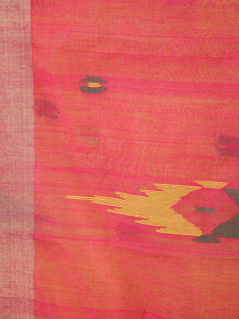 Yellow Handloom Cotton Silk saree with blouse